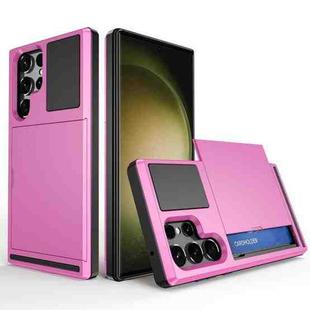 For Samsung Galaxy S23 Ultra 5G Multifunction Armor Slide Card Slot Phone Case(Pink)