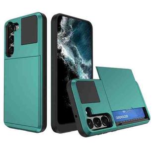 For Samsung Galaxy S23 5G Multifunction Armor Slide Card Slot Phone Case(Green Lake)