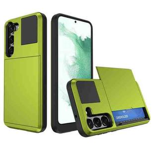 For Samsung Galaxy S22 5G Multifunction Armor Slide Card Slot Phone Case(Grass Green)