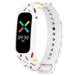 For OPPO Band Sports Rainbow Dots Silicone Watch Band(White)