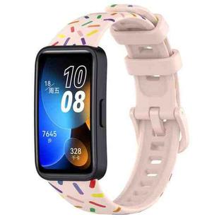 For Huawei Band 8 Sports Rainbow Dots Silicone Watch Band(Light Pink)