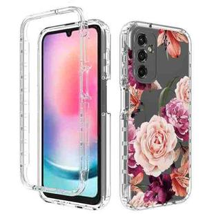 For Samsung Galaxy A24 5G / 4G Transparent Painted Phone Case(Purple Floral)