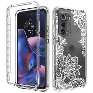 For Motorola Edge 2022 Transparent Painted Phone Case(White Flower)