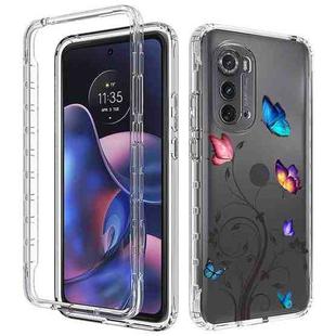 For Motorola Edge 2022 Transparent Painted Phone Case(Tree Butterflies)