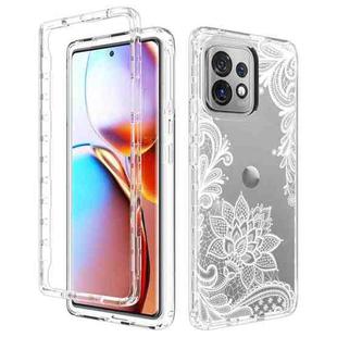 For Motorola Edge+ 2023 Transparent Painted Phone Case(White Flower)