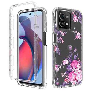 For Motorola Moto G Stylus 2023 Transparent Painted Phone Case(Pink Flower)