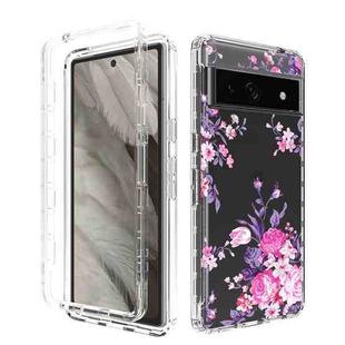 For Google Pixel 7a Transparent Painted Phone Case(Pink Flower)