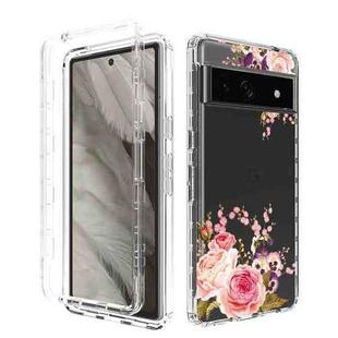 For Google Pixel 7a Transparent Painted Phone Case(Pink Rose)