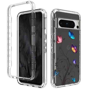 For Google Pixel 8 Pro Transparent Painted Phone Case(Tree Butterflies)