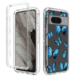 For Google Pixel 8 Transparent Painted Phone Case(Blue Butterflies)