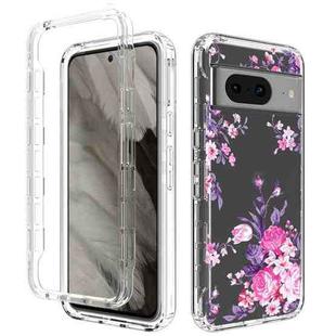 For Google Pixel 8 Transparent Painted Phone Case(Pink Flower)