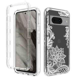 For Google Pixel 8 Transparent Painted Phone Case(White Flower)