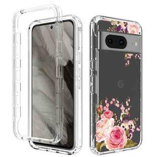 For Google Pixel 8 Transparent Painted Phone Case(Pink Rose)