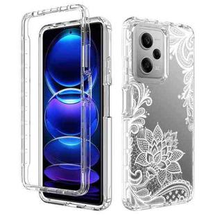 For Xiaomi Redmi Note 12 Pro 5G Transparent Painted Phone Case(White Flower)