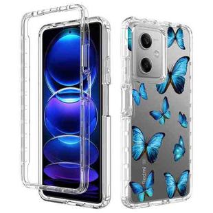 For Xiaomi Redmi Note 12 5G Transparent Painted Phone Case(Blue Butterflies)