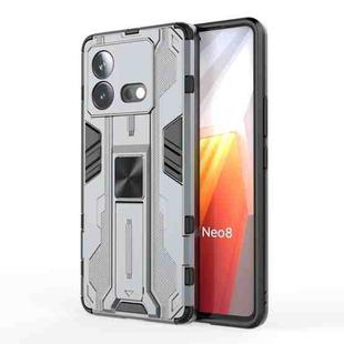 For vivo iQOO Neo8 5G Supersonic PC + TPU Shock-proof Phone Case with Holder(Grey)