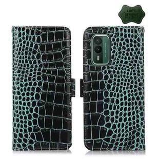 For Nokia XR21 Crocodile Top Layer Cowhide Leather Phone Case(Green)