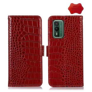 For Nokia XR21 Crocodile Top Layer Cowhide Leather Phone Case(Red)