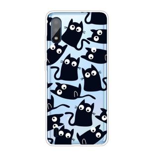 For Samsung Galaxy A01 Coloured Drawing Pattern Highly Transparent TPU Protective Case(Black Cat)
