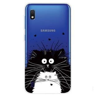 For Samsung Galaxy A10 Coloured Drawing Pattern Highly Transparent TPU Protective Case(Black White Rat)
