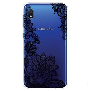 For Samsung Galaxy A10 Coloured Drawing Pattern Highly Transparent TPU Protective Case(Black Rose)