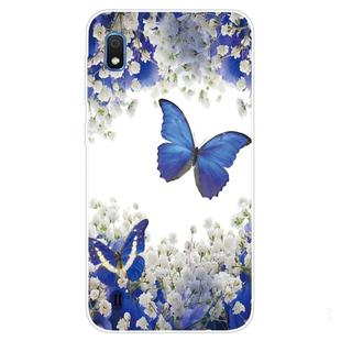 For Samsung Galaxy A10 Coloured Drawing Pattern Highly Transparent TPU Protective Case(Purple Butterfly)