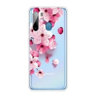 For Samsung Galaxy A21 Coloured Drawing Pattern Highly Transparent TPU Protective Case(Cherry Blossoms)