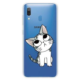 For Samsung Galaxy A30 Coloured Drawing Pattern Highly Transparent TPU Protective Case(Cat)