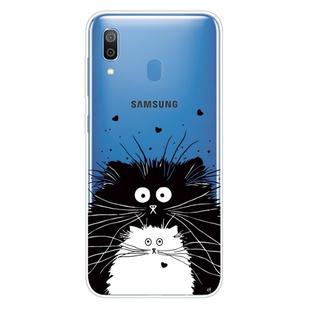 For Samsung Galaxy A40 Coloured Drawing Pattern Highly Transparent TPU Protective Case(Black White Rat)