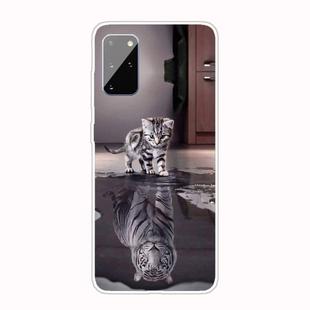 For Samsung Galaxy A41 Coloured Drawing Pattern Highly Transparent TPU Protective Case(Cat Tiger)
