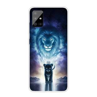 For Samsung Galaxy A51 Coloured Drawing Pattern Highly Transparent TPU Protective Case(Lion)
