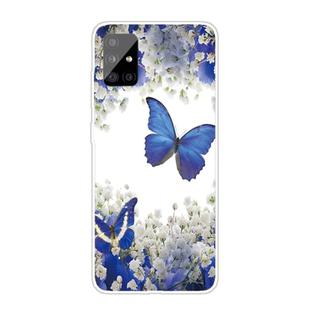 For Samsung Galaxy A51 5G Coloured Drawing Pattern Highly Transparent TPU Protective Case(Purple Butterfly)