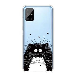For Samsung Galaxy A71 Coloured Drawing Pattern Highly Transparent TPU Protective Case(Black White Rat)