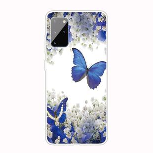 For Samsung Galaxy S20 Coloured Drawing Pattern Highly Transparent TPU Protective Case(Purple Butterfly)