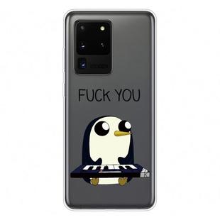 For Samsung Galaxy S20 Ultra Coloured Drawing Pattern Highly Transparent TPU Protective Case(Penguin)