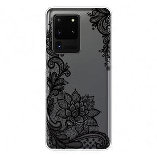 For Samsung Galaxy S20 Ultra Coloured Drawing Pattern Highly Transparent TPU Protective Case(Black Rose)