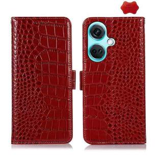 For OnePlus Nord CE3 5G Crocodile Top Layer Cowhide Leather Phone Case(Red)