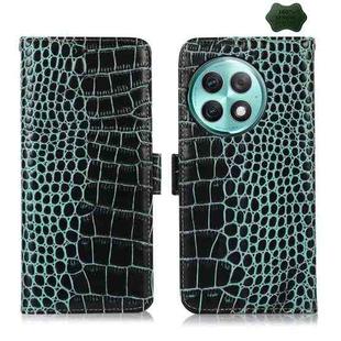 For OnePlus Ace 2 Pro Crocodile Top Layer Cowhide Leather Phone Case(Green)