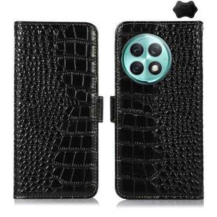 For OnePlus Ace 2 Pro Crocodile Top Layer Cowhide Leather Phone Case(Black)