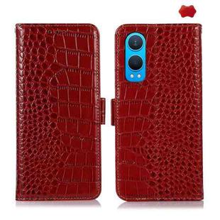 For OnePlus Nord CE4 Lite Crocodile Top Layer Cowhide Leather Phone Case(Red)