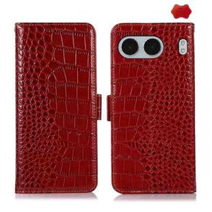 For OnePlus Nord 4 Crocodile Top Layer Cowhide Leather Phone Case(Red)