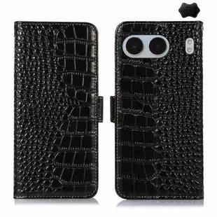 For OnePlus Nord 4 Crocodile Top Layer Cowhide Leather Phone Case(Black)