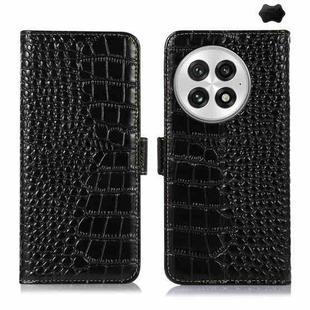 For OnePlus Nord 13 Crocodile Top Layer Cowhide Leather Phone Case(Black)