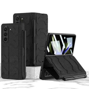 For Samsung Galaxy Z Fold5 GKK Integrated Shockproof Leather Phone Case with Pen Slots(Carbon Fibre)