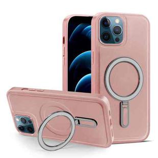 For iPhone 12 Pro Max MagSafe Magnetic Holder Phone Case(Pink)