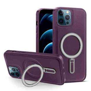 For iPhone 12 Pro Max MagSafe Magnetic Holder Phone Case(Purple)