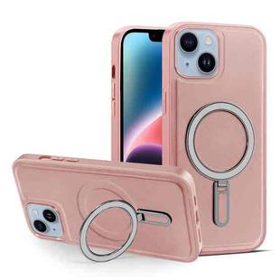 For iPhone 14 MagSafe Magnetic Holder Phone Case(Pink)