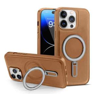 For iPhone 14 Pro MagSafe Magnetic Holder Phone Case(Brown)