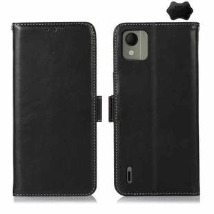 For Nokia C110 Magnetic Crazy Horse Texture Genuine Leather RFID Phone Case(Black)