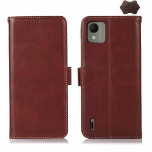 For Nokia C110 Magnetic Crazy Horse Texture Genuine Leather RFID Phone Case(Brown)